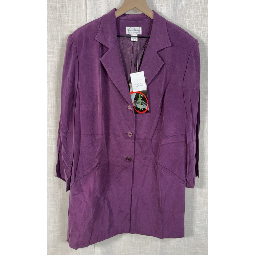Vintage NWT Diane Von Furstenberg Silk Assets Purple Blazer Jacket Women's 2X